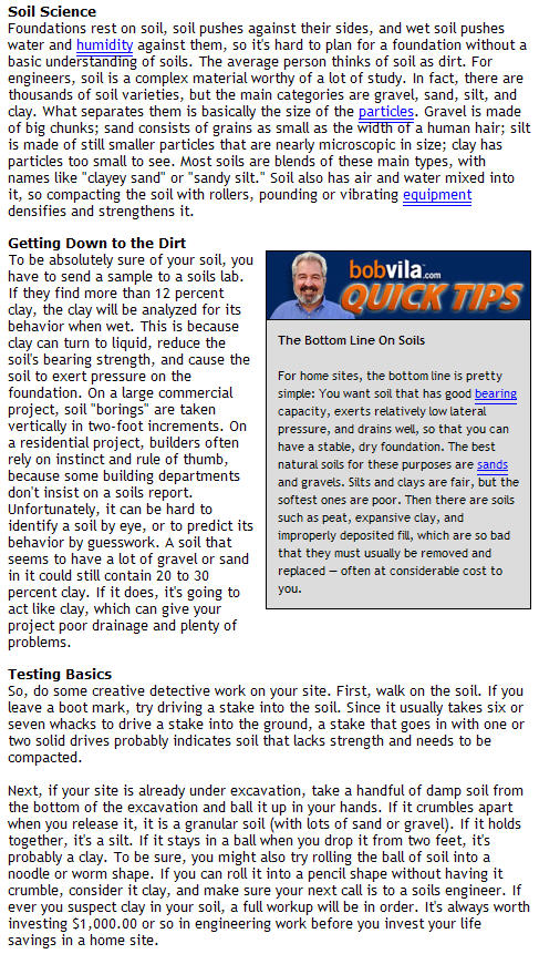 Bob Vila article on soils